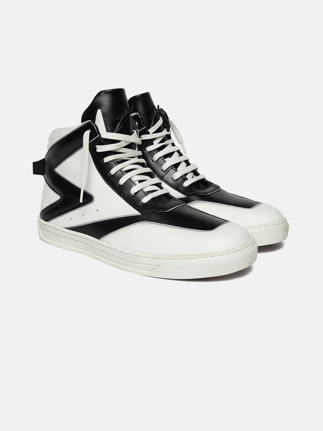 ZH IV - WHITE - White Two-Tone High-Top Leather Sneakers