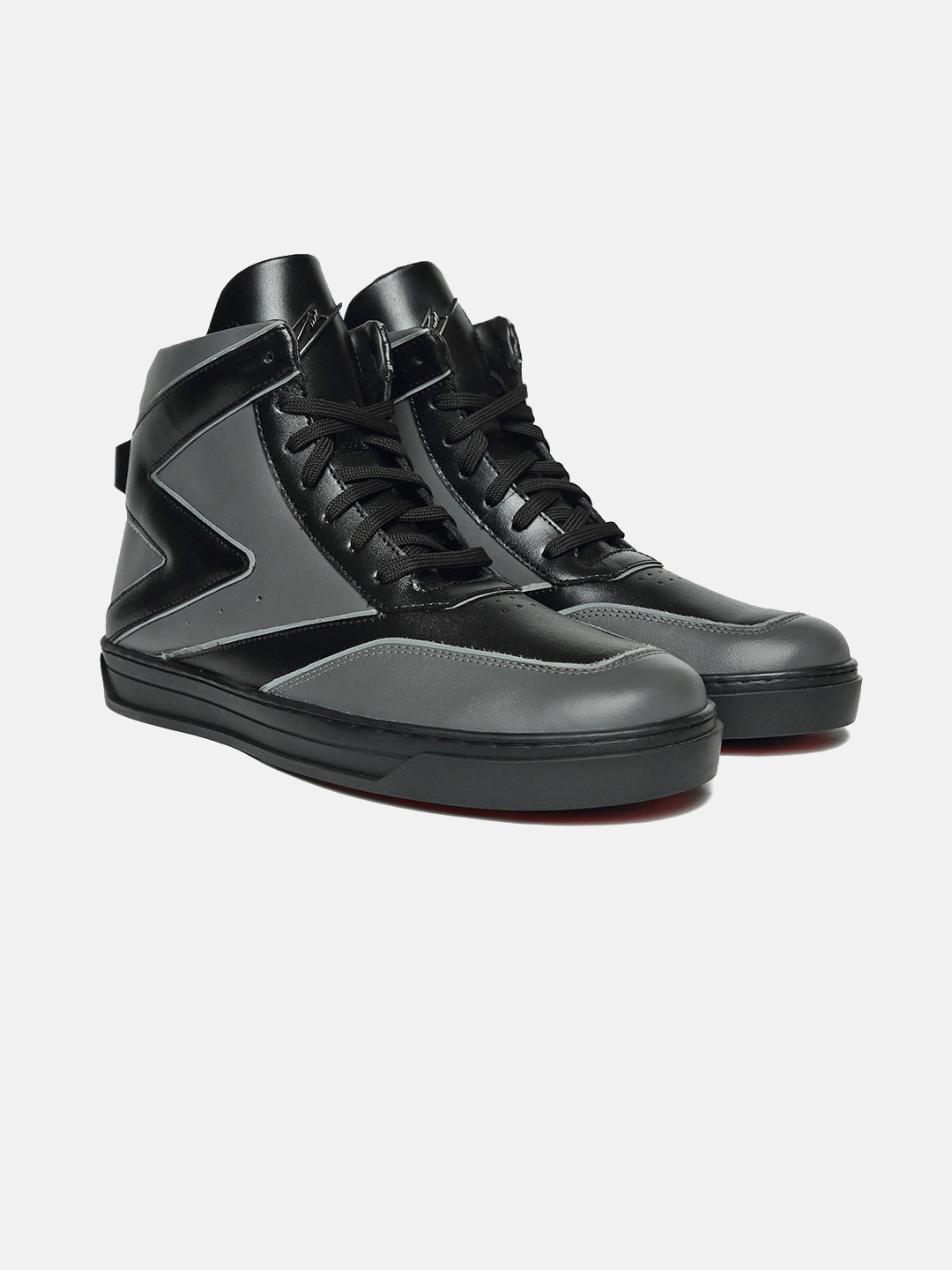 ZH IV - GREY - Grey Two-Tone High-Top Leather Sneakers