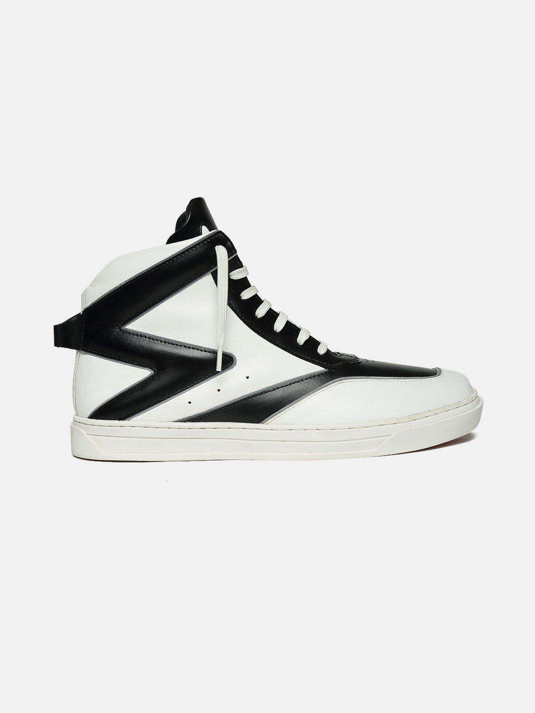 ZH IV - WHITE - White Two-Tone High-Top Leather Sneakers