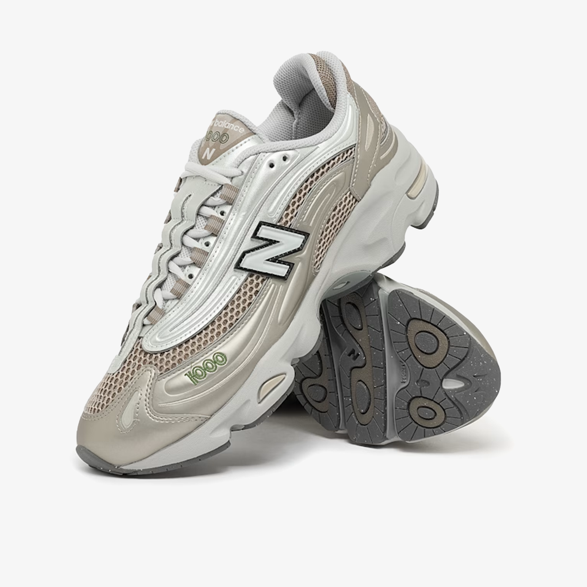 New Balance | 1000 { ARID STONE/LIGHT SILVER METALLIC/GREEN