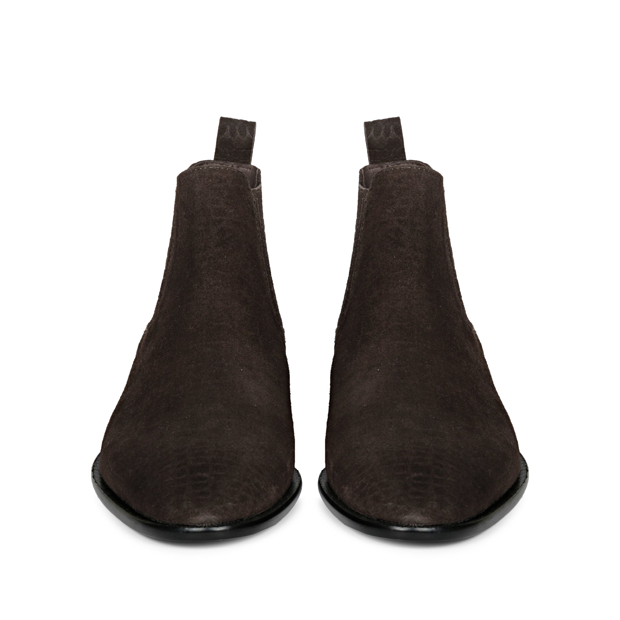 Saint Illiad Brown Croco Print Suede Leather Chelsea boots