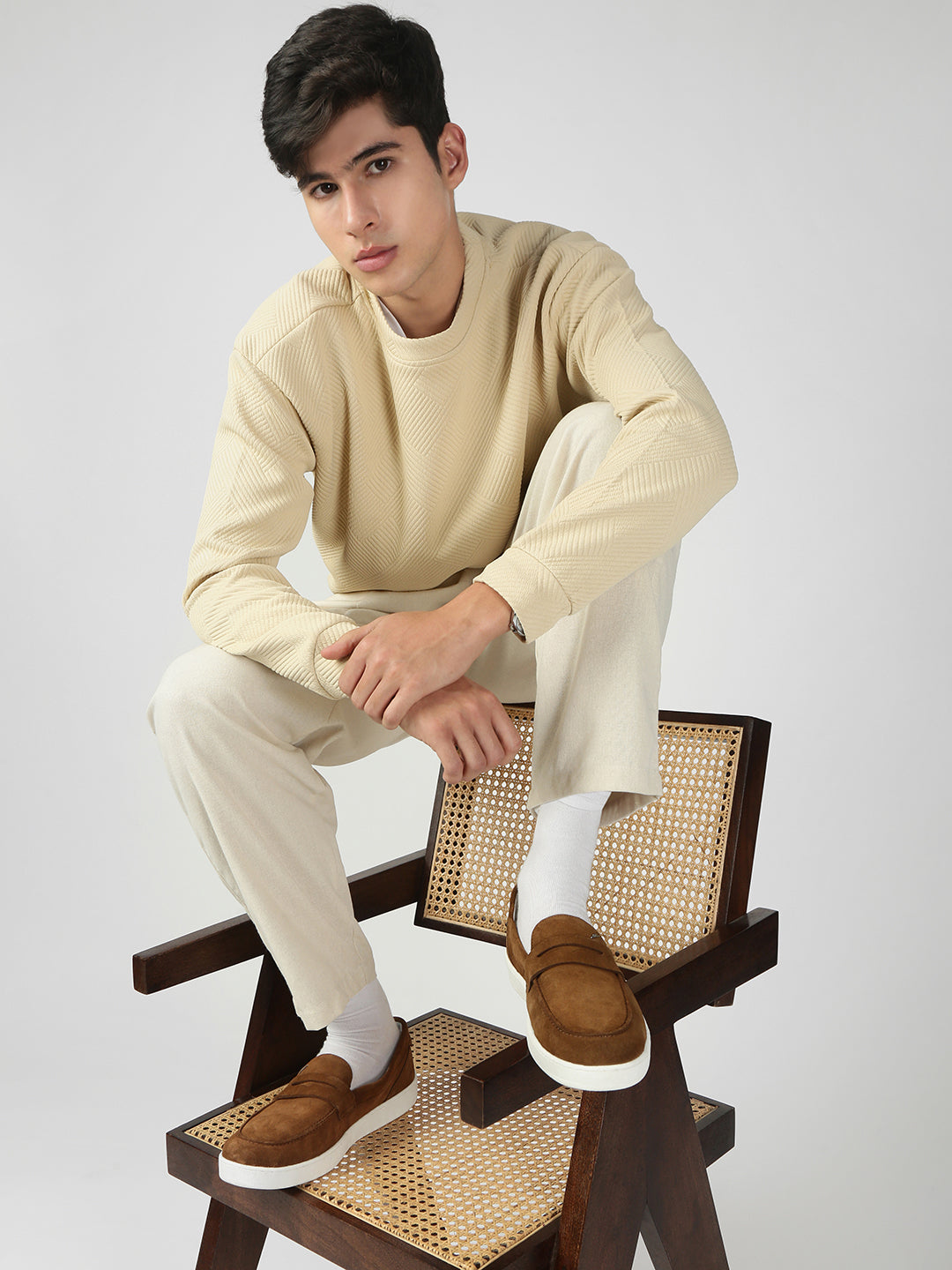 CHESTNUT - Brown Suede Casual Loafers