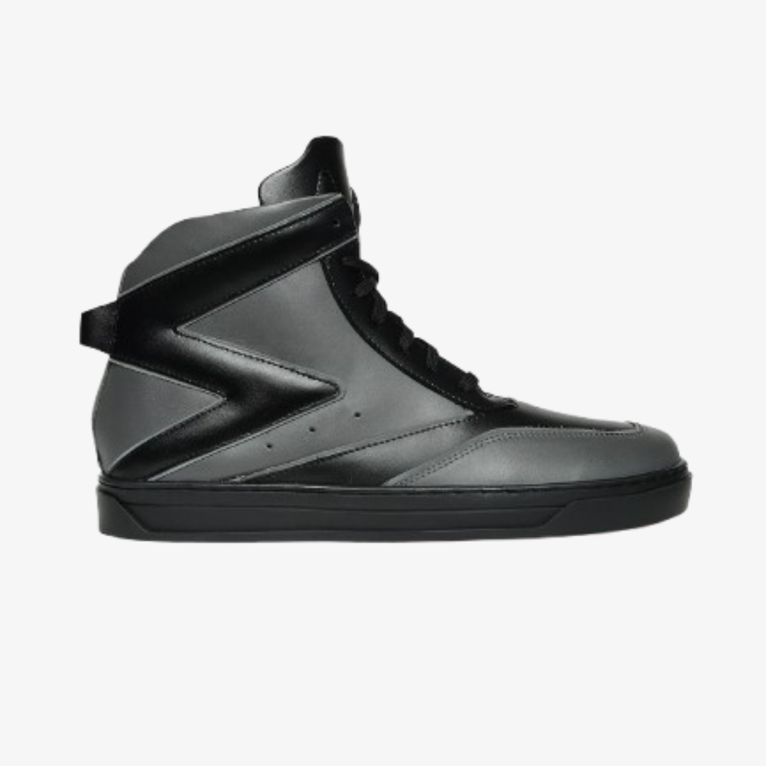 ZH IV - GREY - Grey Two-Tone High-Top Leather Sneakers